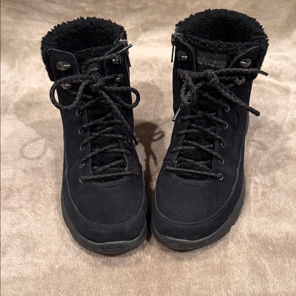 Skechers Shoes - Skechers Women's Black Lace-Up Fleece Winter Boots